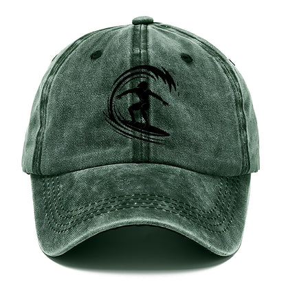 Hawaiian surfer riding big wave - Classic Cap - Forest Mist(Green)