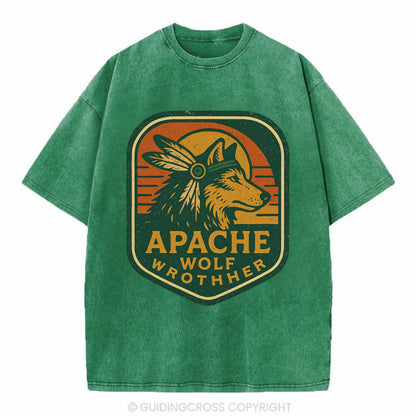 Apache Wolf Brother  - Vintage T-shirt - Forest Mist(Green)