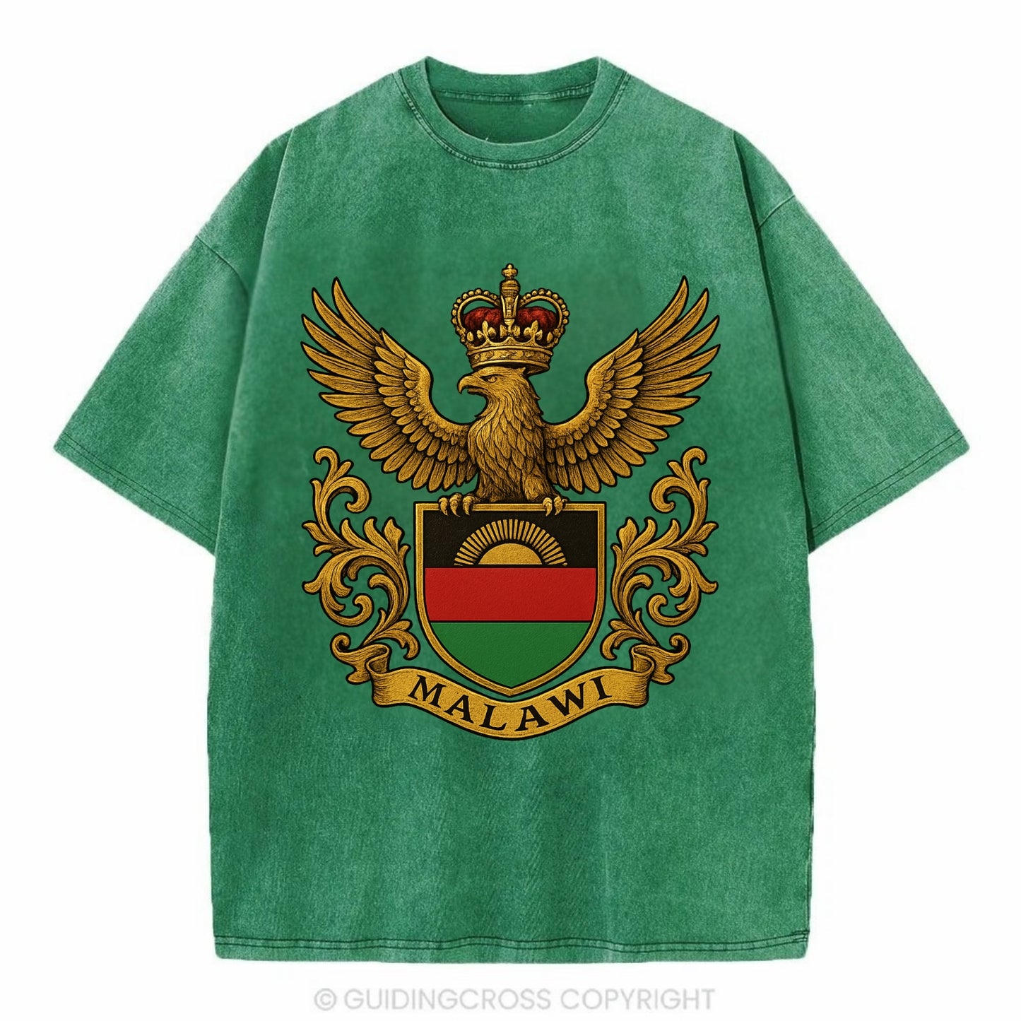 Malawi Royal Logo  - Vintage T-shirt - Forest Mist(Green)
