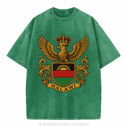 Malawi Royal Logo  - Vintage T-shirt - Forest Mist(Green)