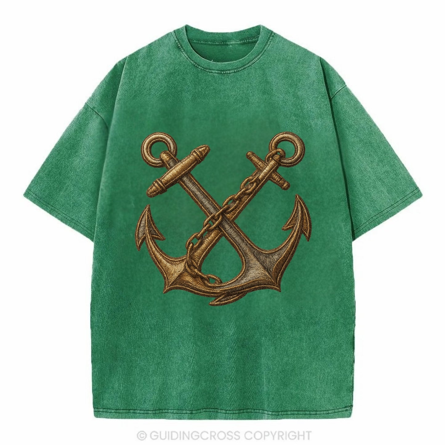 Crossed Anchors  - Vintage T-shirt - Forest Mist(Green)