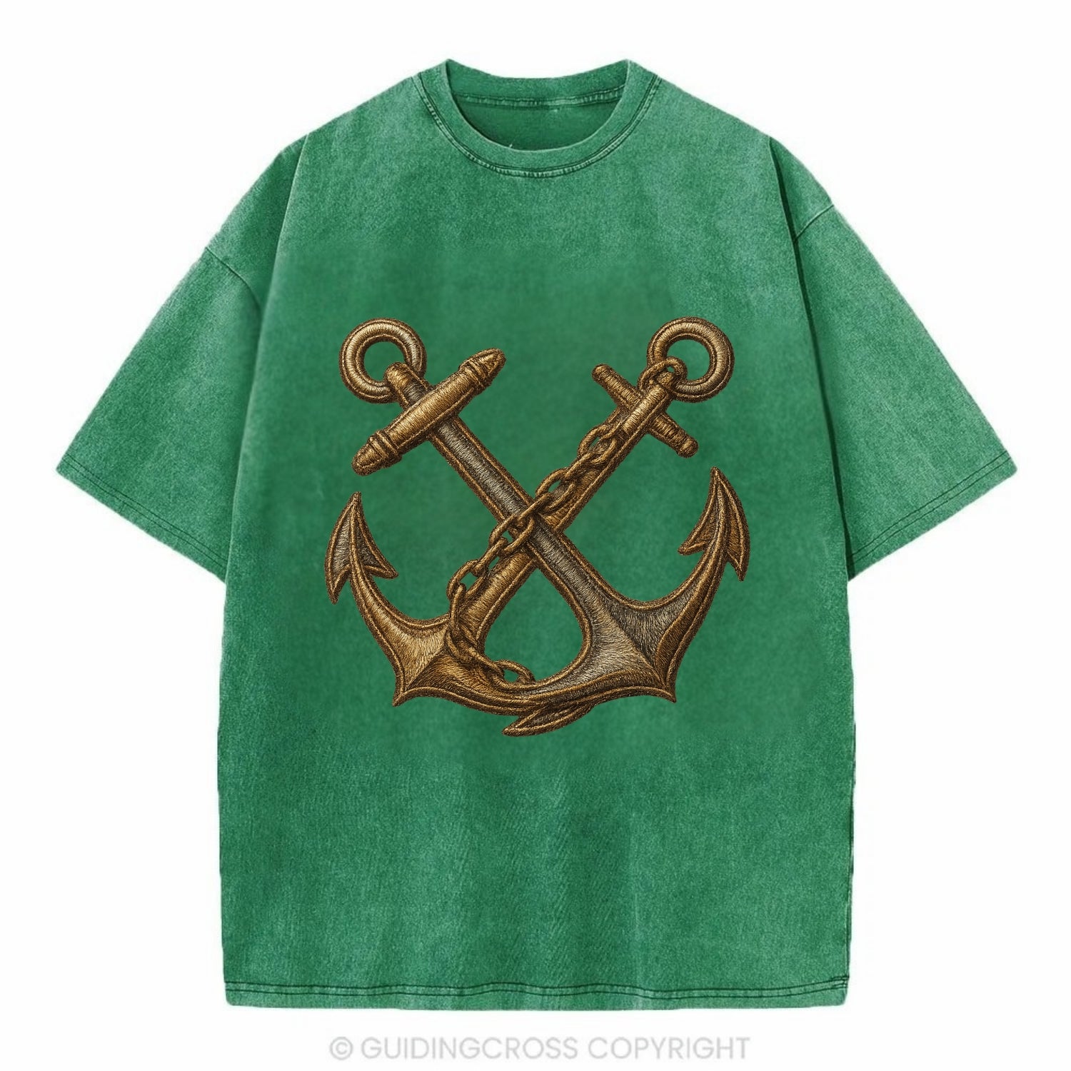 Crossed Anchors  - Vintage T-shirt - Forest Mist(Green)