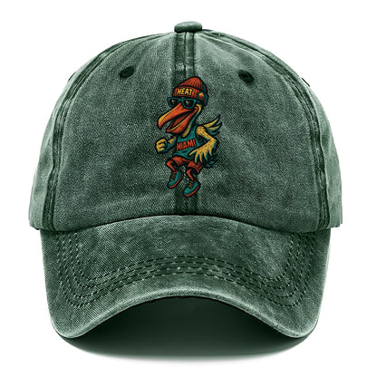 Miami Pelican wearing Heat beanie with sunset patch and wayfarer sunglasses - Classic Cap - Forest Mist(Green)