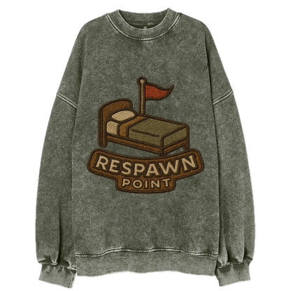 Respawn Point  - Vintage Sweatshirt - Forest Mist(Green)