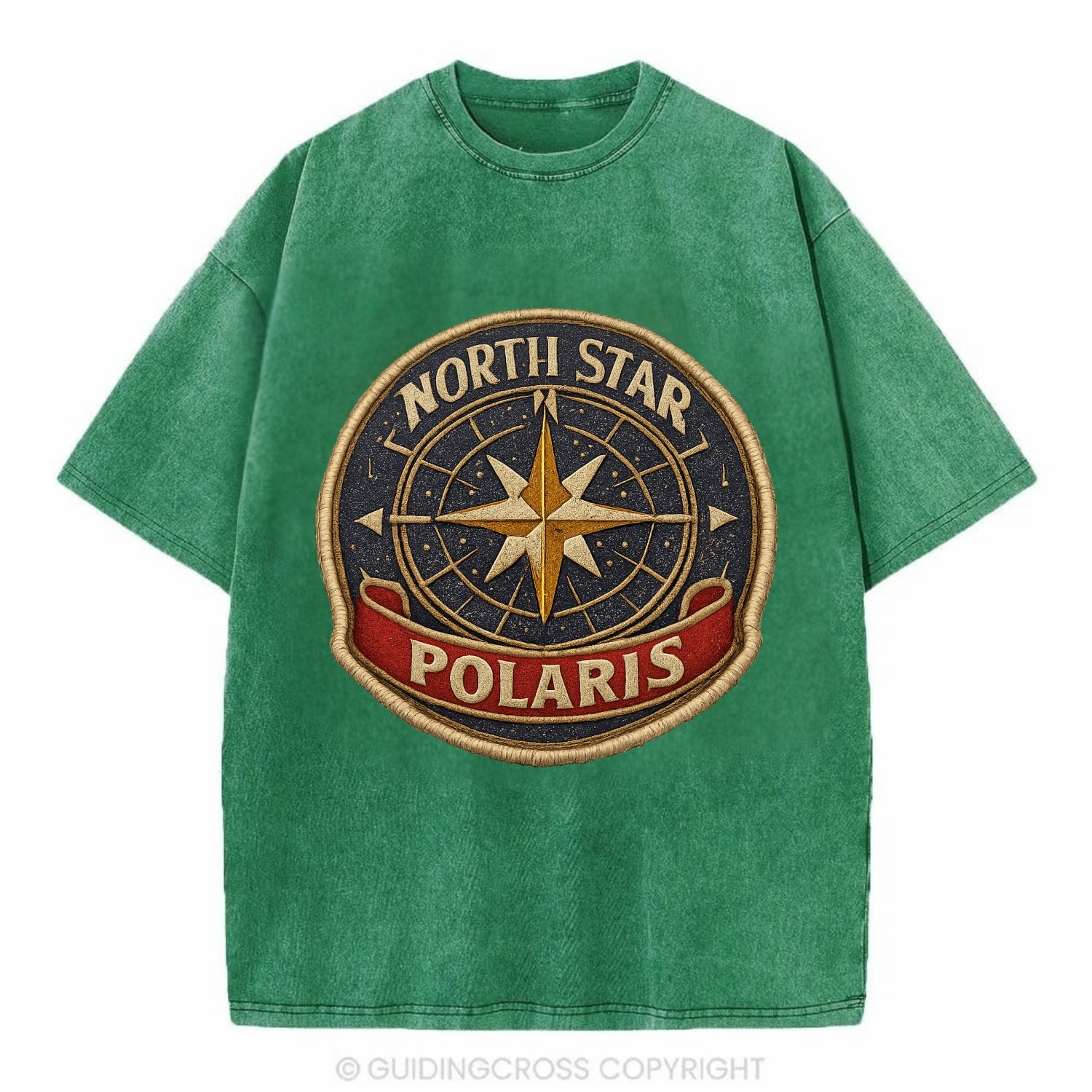 NORTH STAR POLARIS - guiding star in gold and white , navigation - Vintage T-shirt - Forest Mist(Green)