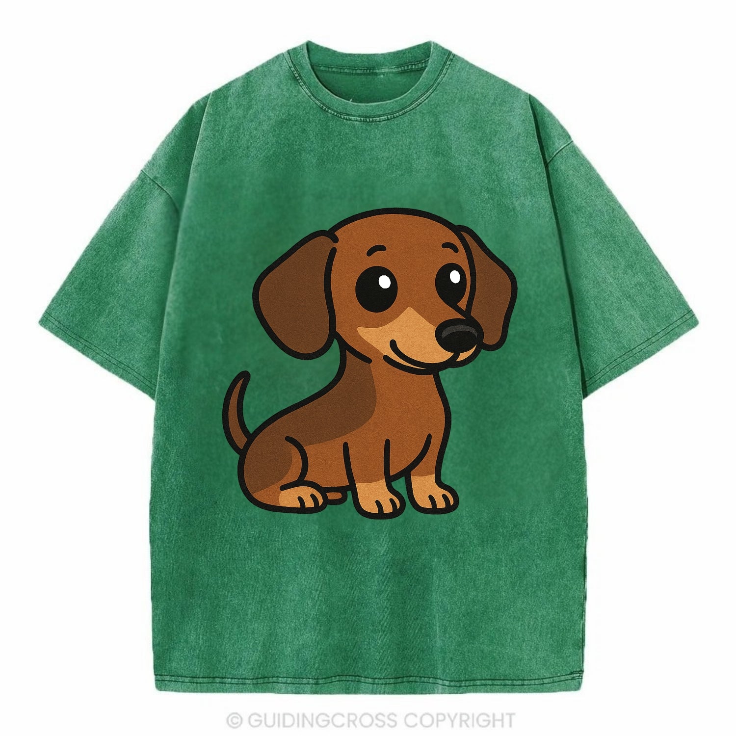 Dachshund - Long body profile view - Vintage T-shirt - Forest Mist(Green)