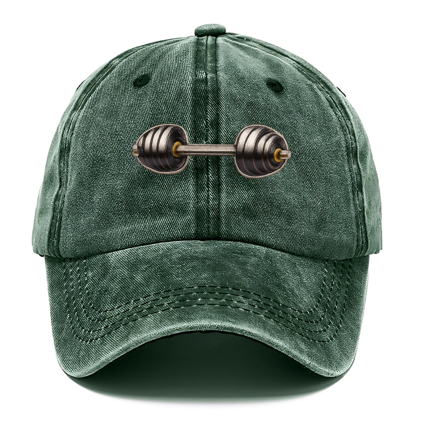 Embroidered patch design - WEIGHTLIFTING BARBELL - heavy barbell with plates in - Classic Cap - Forest Mist(Green)