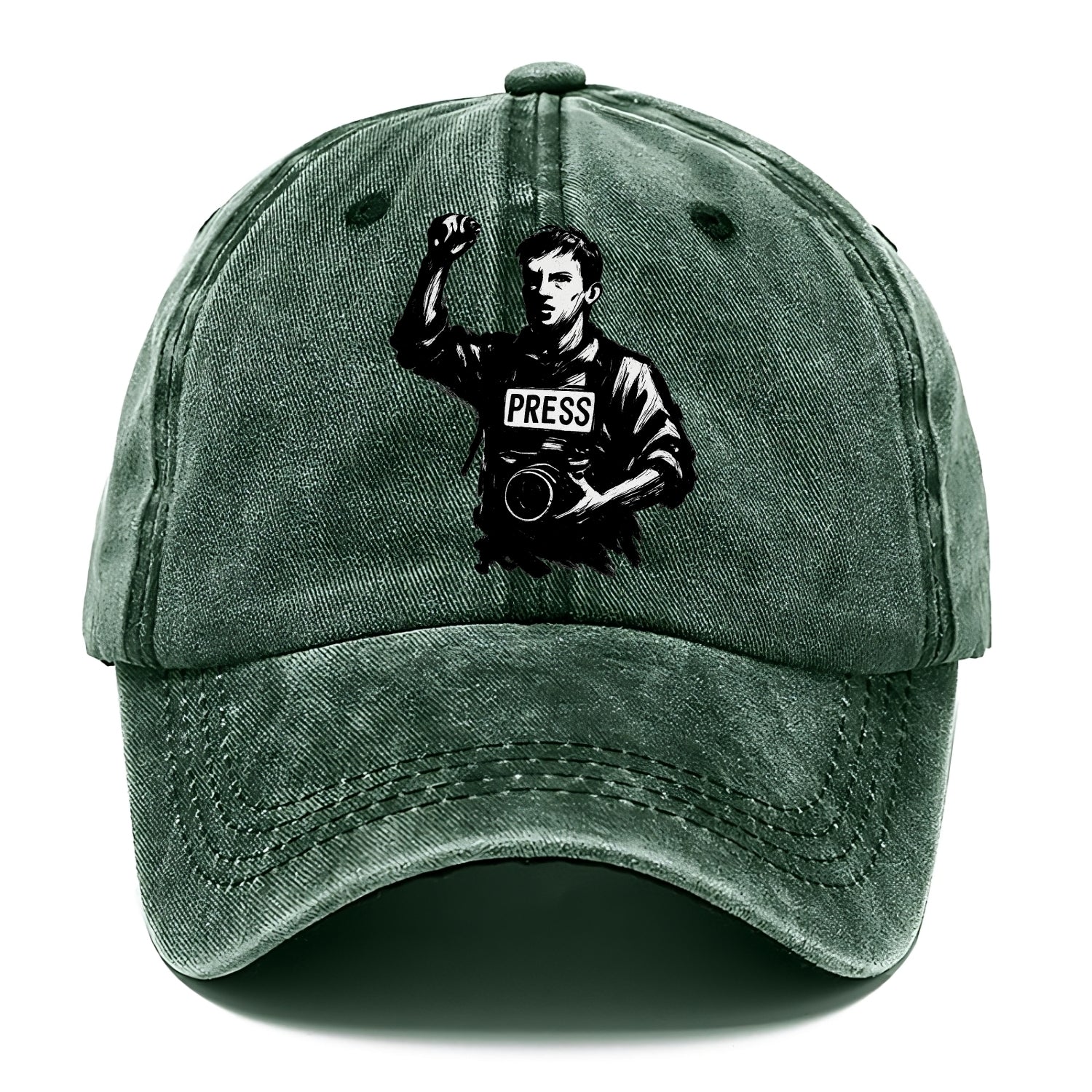 Journalist with camera - press freedom ink painting - Classic Cap - Forest Mist(Green)