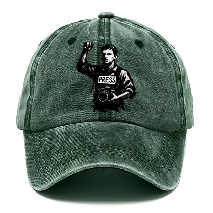 Journalist with camera - press freedom ink painting - Classic Cap - Forest Mist(Green)