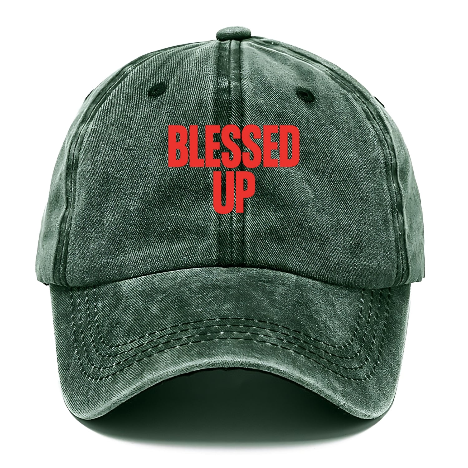 Bold typography design - "BLESSED UP" - recognizing fortune - Classic Cap - Forest Mist(Green)