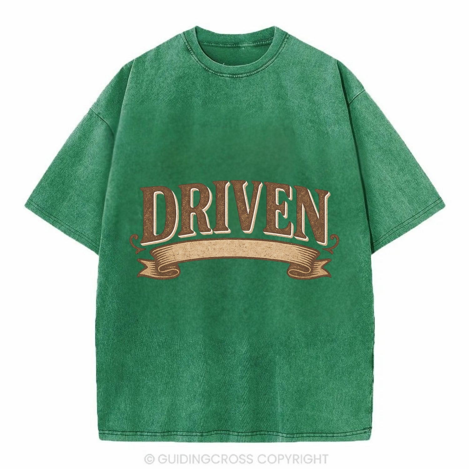 Bold typography design - "DRIVEN" - motivated, focused on goals - Vintage T-shirt - Forest Mist(Green)
