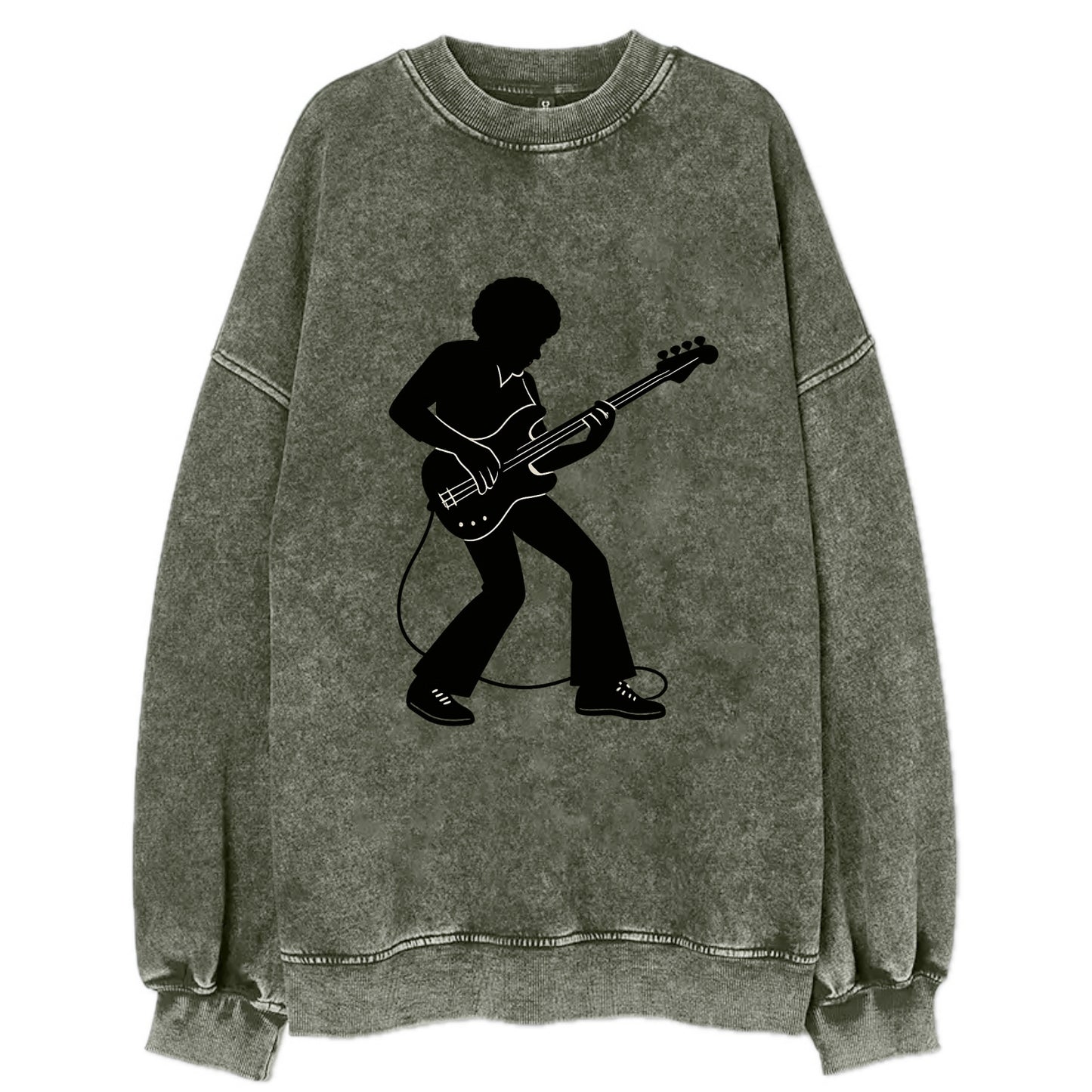 Bass guitarist slap technique - Vintage Sweatshirt - Forest Mist(Green)