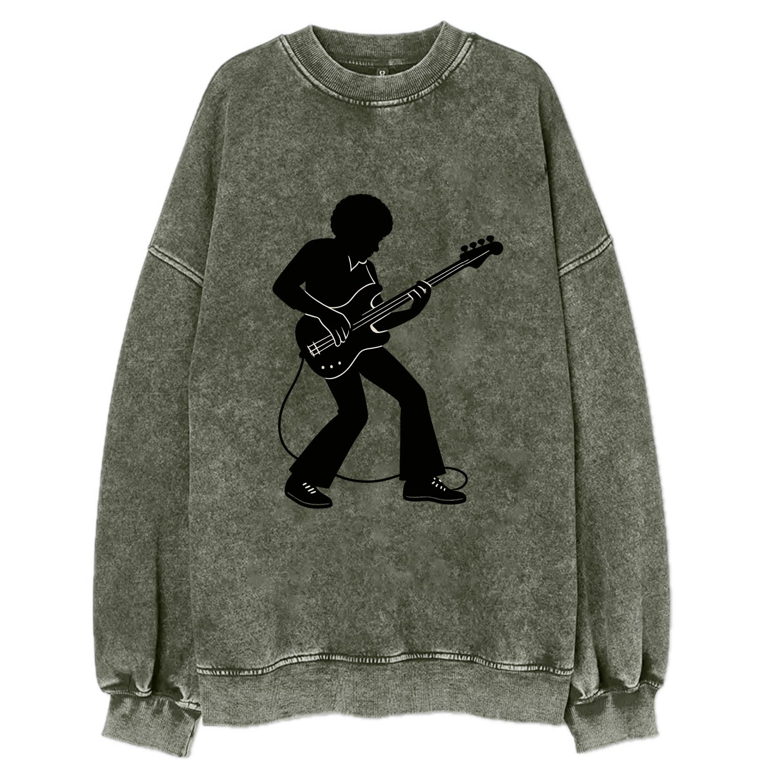 Bass guitarist slap technique - Vintage Sweatshirt - Forest Mist(Green)