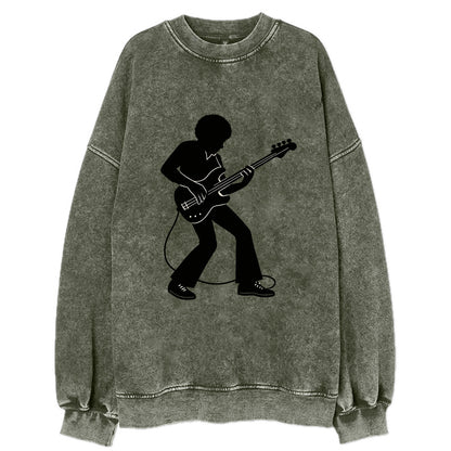 Bass guitarist slap technique - Vintage Sweatshirt - Forest Mist(Green)