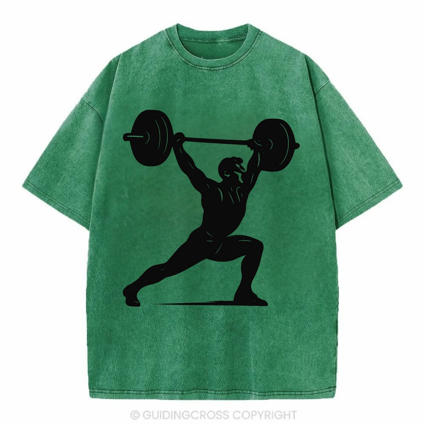 Weightlifter doing overhead snatch - Vintage T-shirt - Forest Mist(Green)