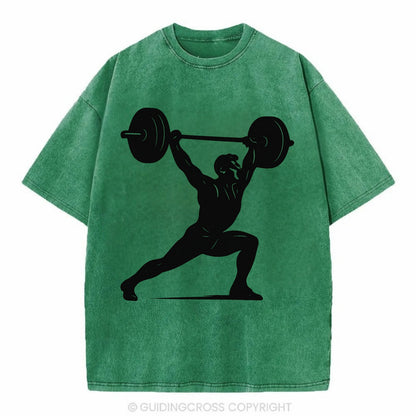Weightlifter doing overhead snatch - Vintage T-shirt - Forest Mist(Green)
