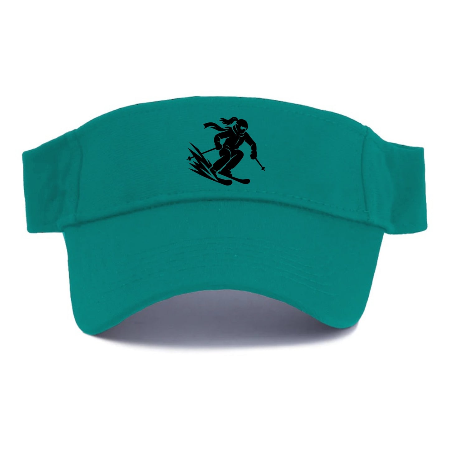 Skier carving down snowy slope - Visor - Forest Mist(Green)