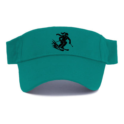 Skier carving down snowy slope - Visor - Forest Mist(Green)