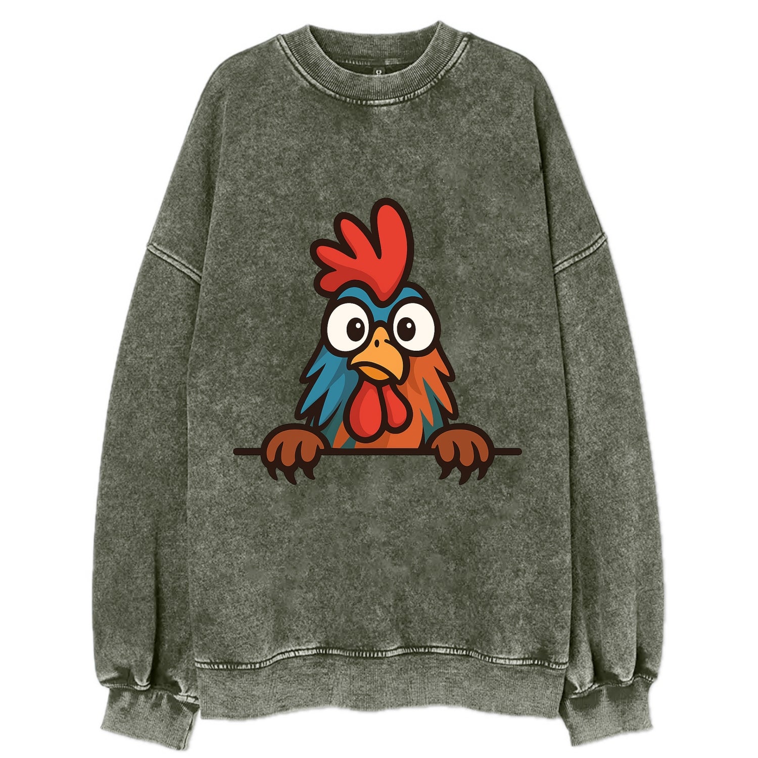 Rooster  - Vintage Sweatshirt - Forest Mist(Green)