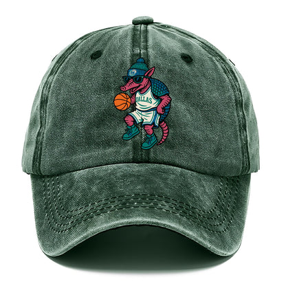 Dallas Armadillo wearing Mavericks beanie with cowboy hat patch and wayfarer - Classic Cap - Forest Mist(Green)