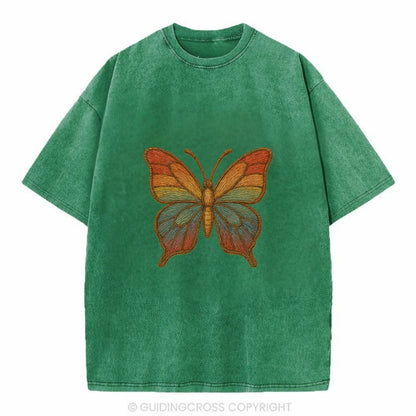 Butterfly Transformation  - Vintage T-shirt - Forest Mist(Green)