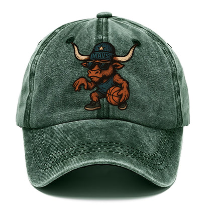 Texas Longhorn wearing Mavs beanie with lone star patch and wayfarer sunglasses - Classic Cap - Forest Mist(Green)