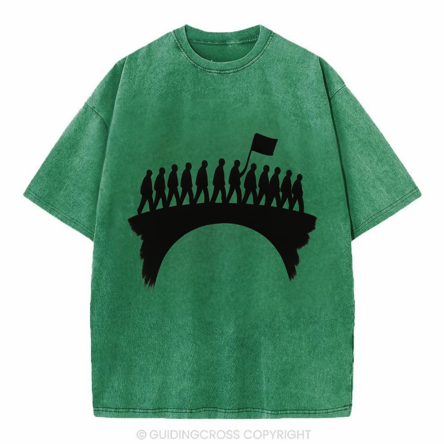 March on bridge silhouette - historic protest ink painting - Vintage T-shirt - Forest Mist(Green)