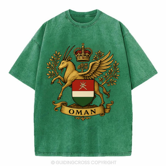 Oman Heritage Badge  - Vintage T-shirt - Forest Mist(Green)