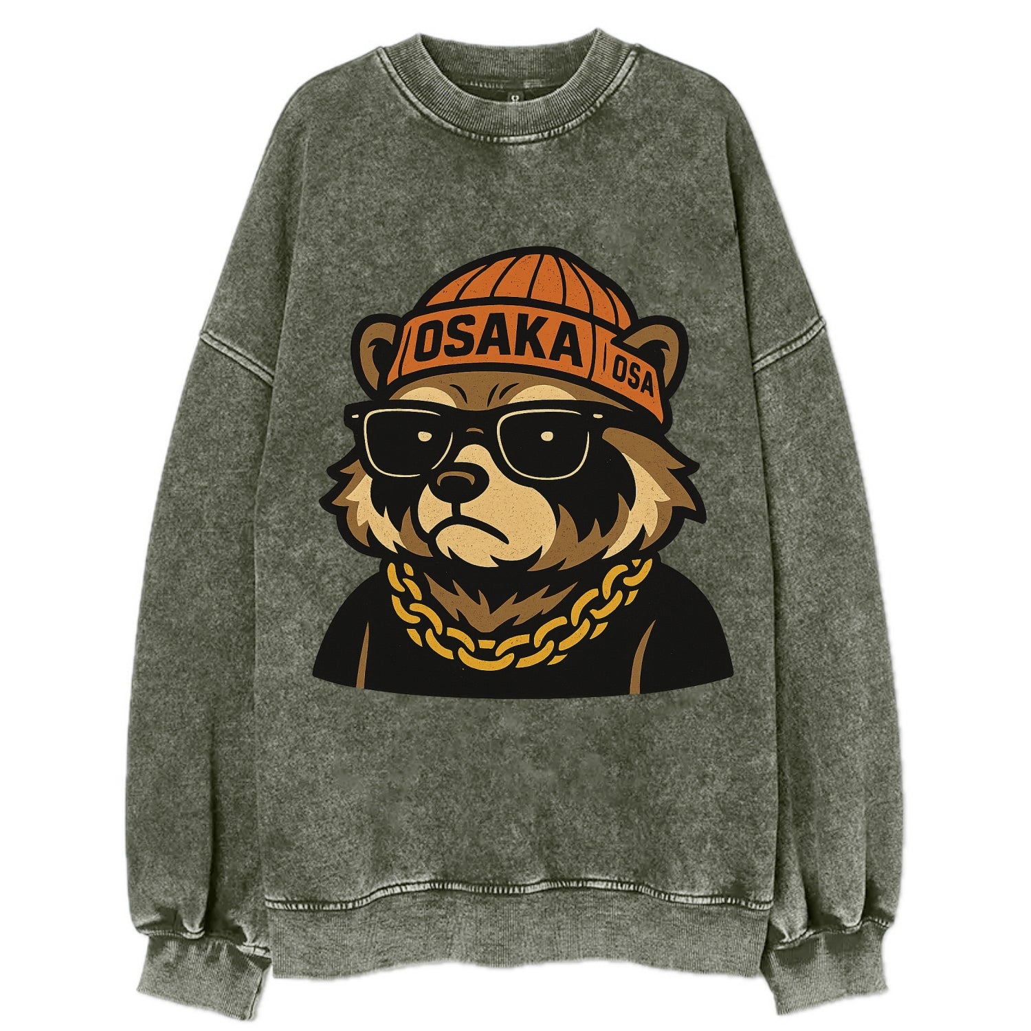 Osaka Tanuki - Vintage Sweatshirt - Forest Mist(Green)