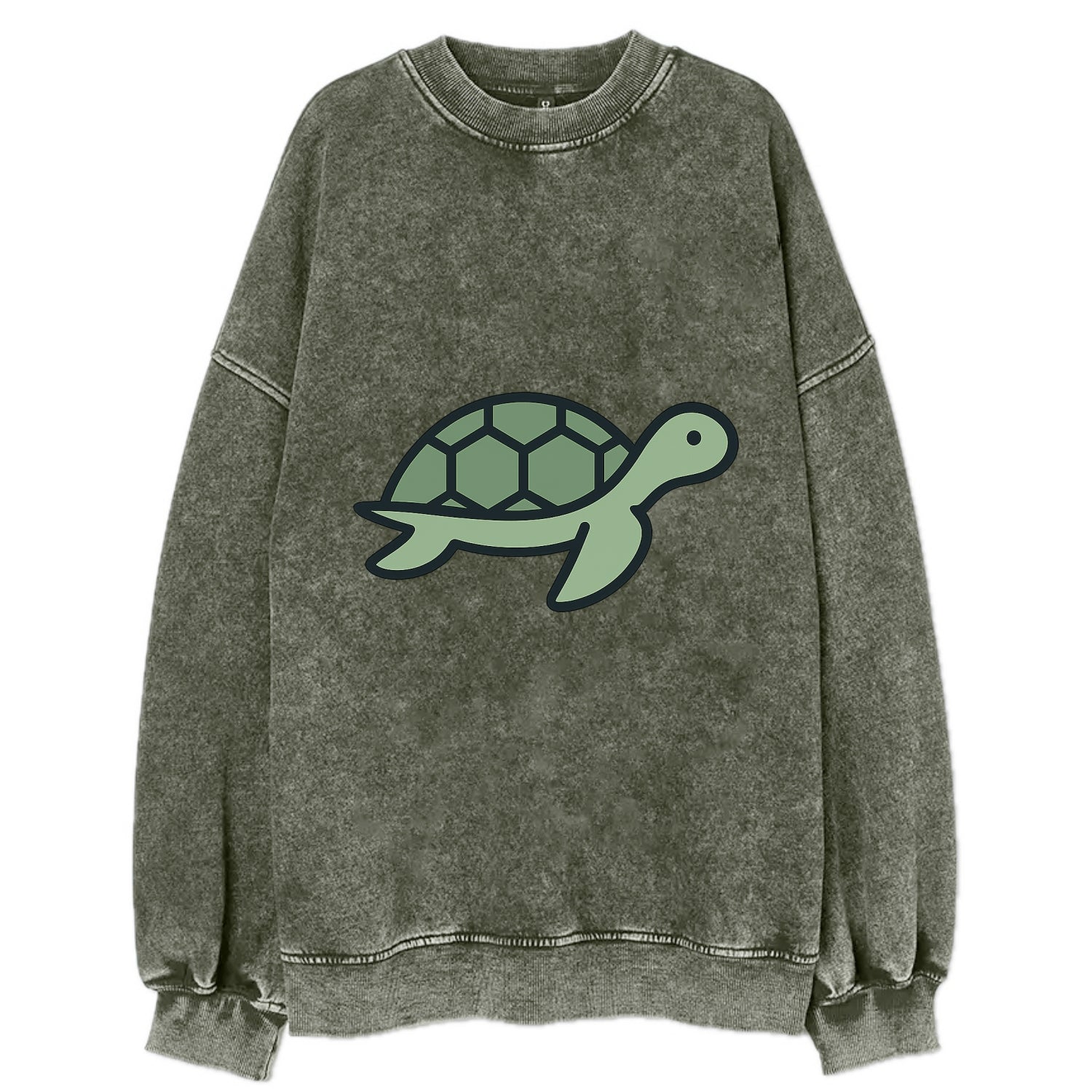 Sea Turtle - Green with shell pattern flat side profile - Vintage Sweatshirt - Forest Mist(Green)