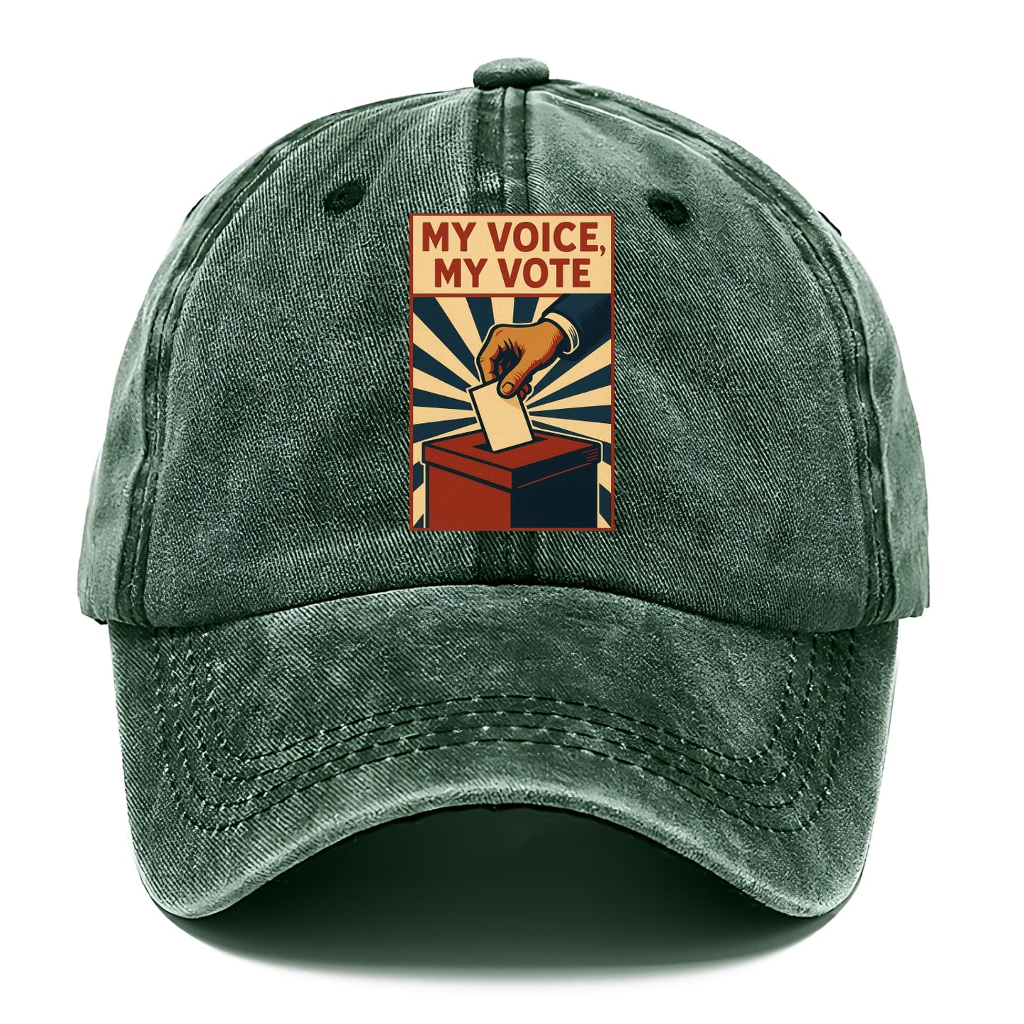Hand dropping ballot into box with determination - "My Voice, My Vote" - individual - Classic Cap - Forest Mist(Green)