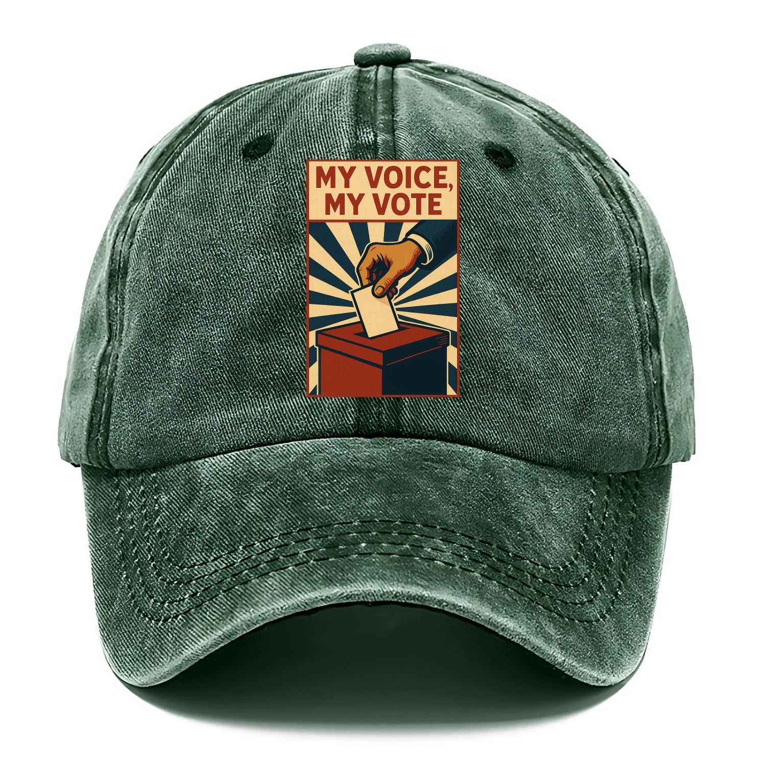 Hand dropping ballot into box with determination - "My Voice, My Vote" - individual - Classic Cap - Forest Mist(Green)