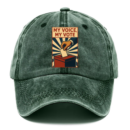 Hand dropping ballot into box with determination - "My Voice, My Vote" - individual - Classic Cap - Forest Mist(Green)