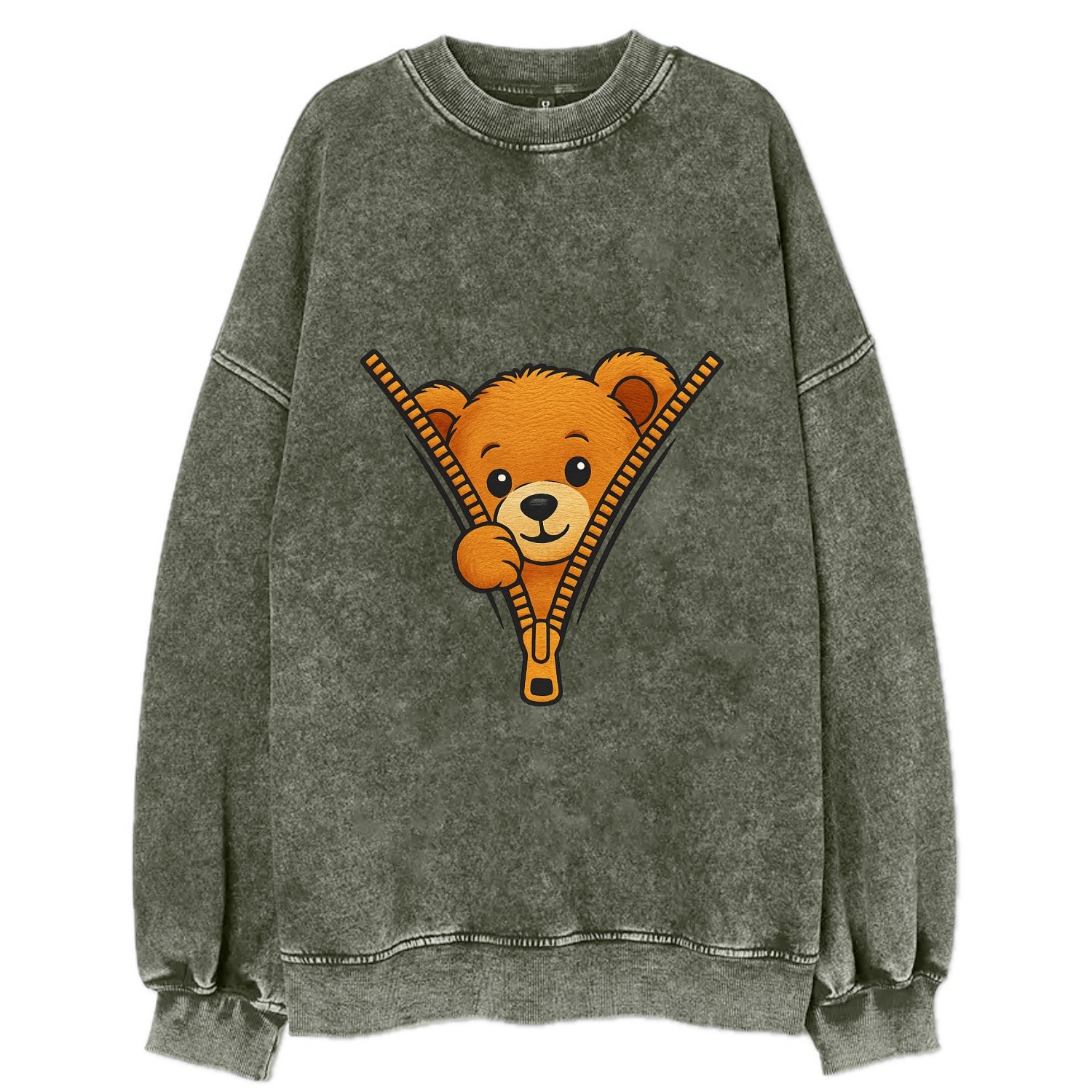 zipper bear - Vintage Sweatshirt - Forest Mist(Green)