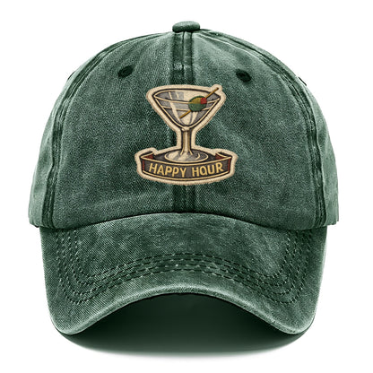 COCKTAIL MARTINI - martini glass with olive in silver and green , happy hour - Classic Cap - Forest Mist(Green)