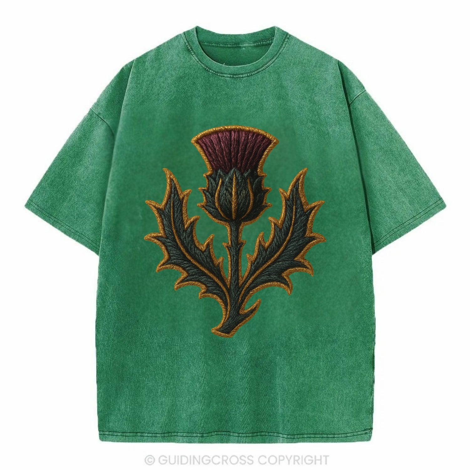 Scottish Thistle  - Vintage T-shirt - Forest Mist(Green)