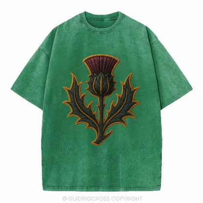 Scottish Thistle  - Vintage T-shirt - Forest Mist(Green)