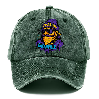 Greenville Pirate wearing East Carolina beanie with skull patch - Classic Cap - Forest Mist(Green)