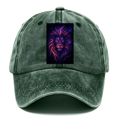 Regal lion with mane made of electric currents, neon yellow and hot pink energy - Classic Cap - Forest Mist(Green)