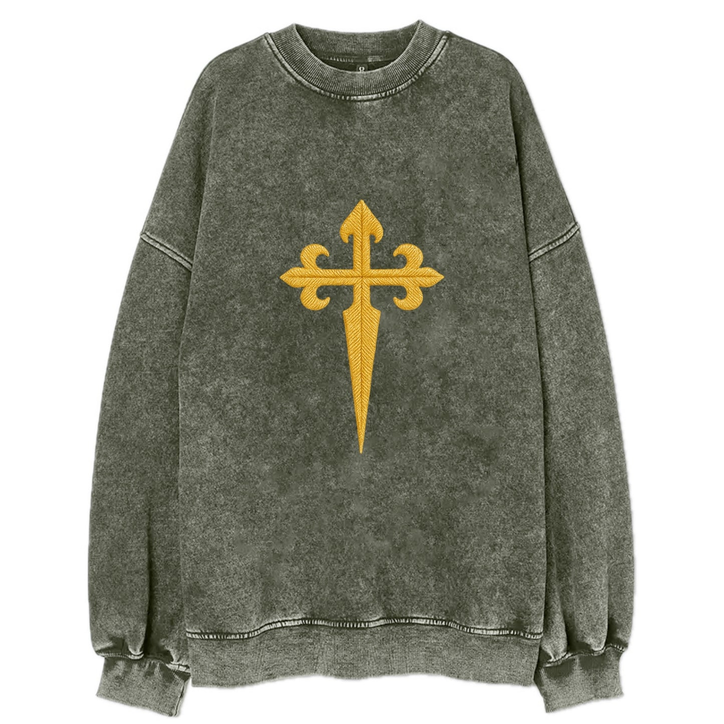 Order Of Santiago Cross - Vintage Sweatshirt - Forest Mist(Green)