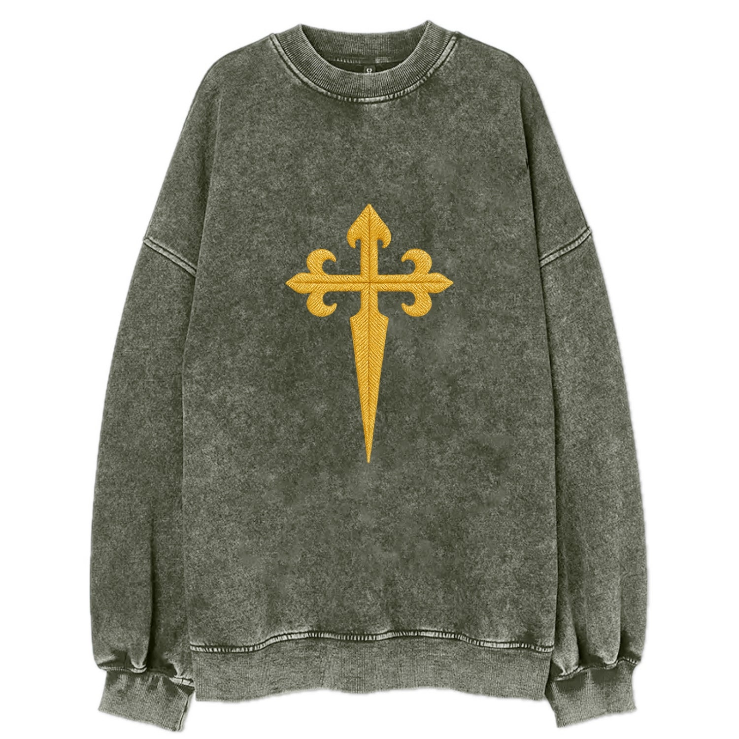 Order Of Santiago Cross - Vintage Sweatshirt - Forest Mist(Green)