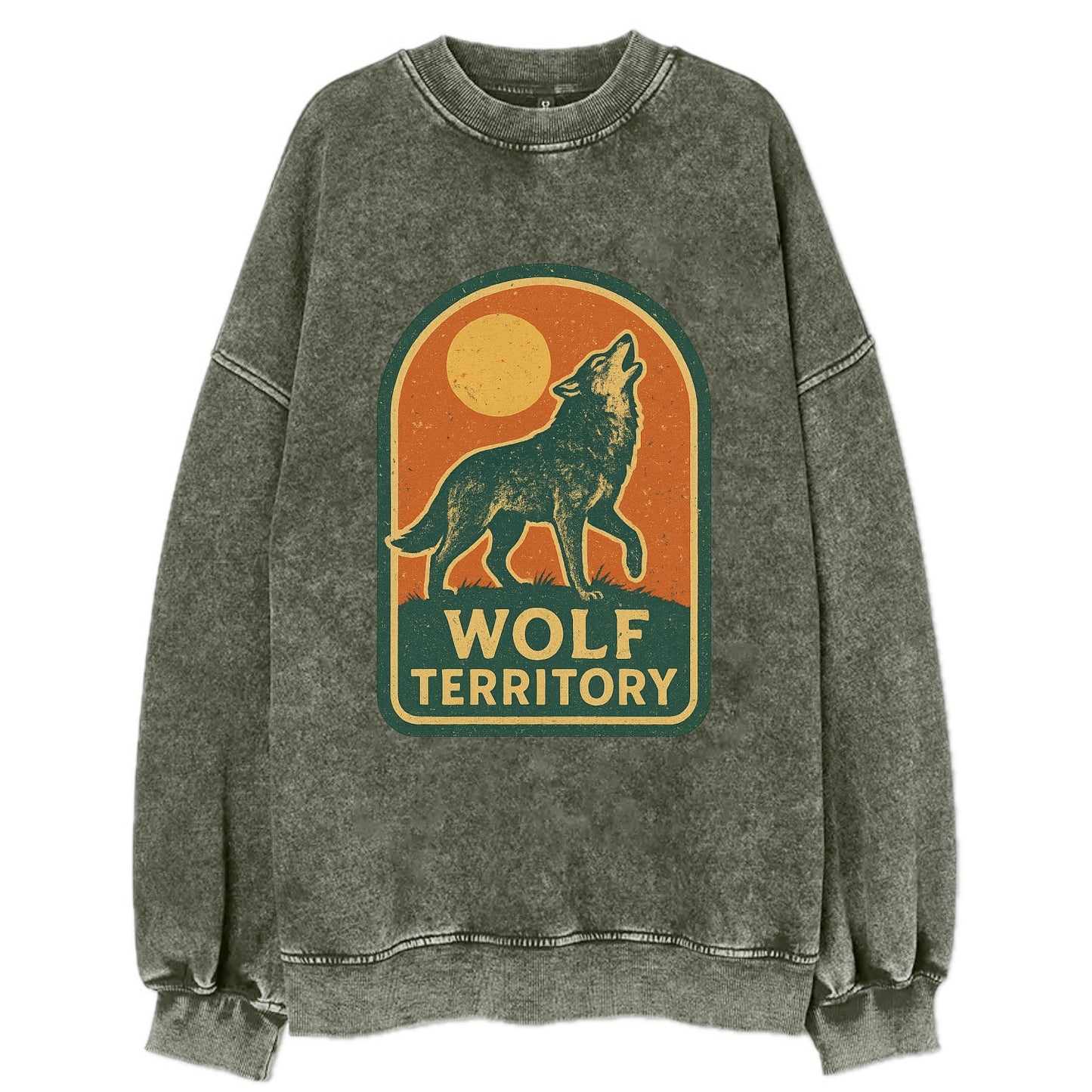 Wolf Territory Marking  - Vintage Sweatshirt - Forest Mist(Green)