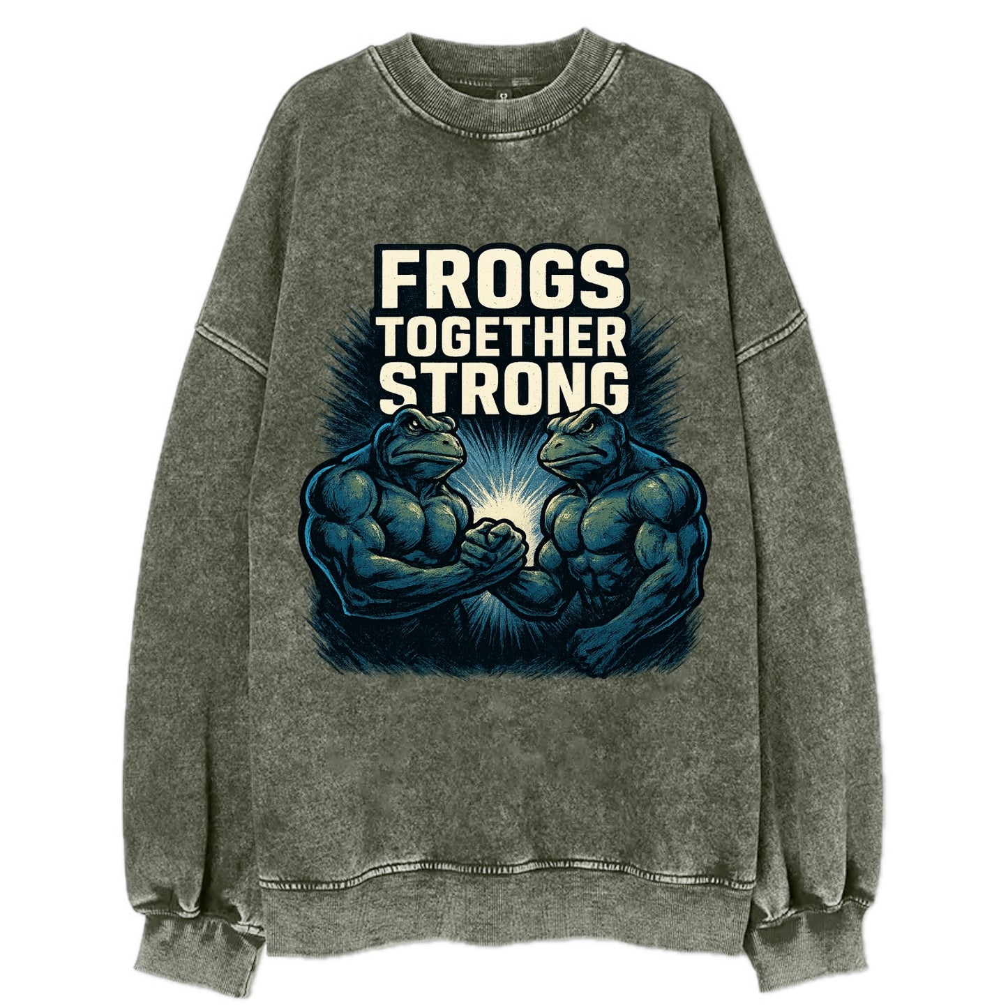 Frogs Together Strong 4 - Vintage Sweatshirt - Forest Mist(Green)