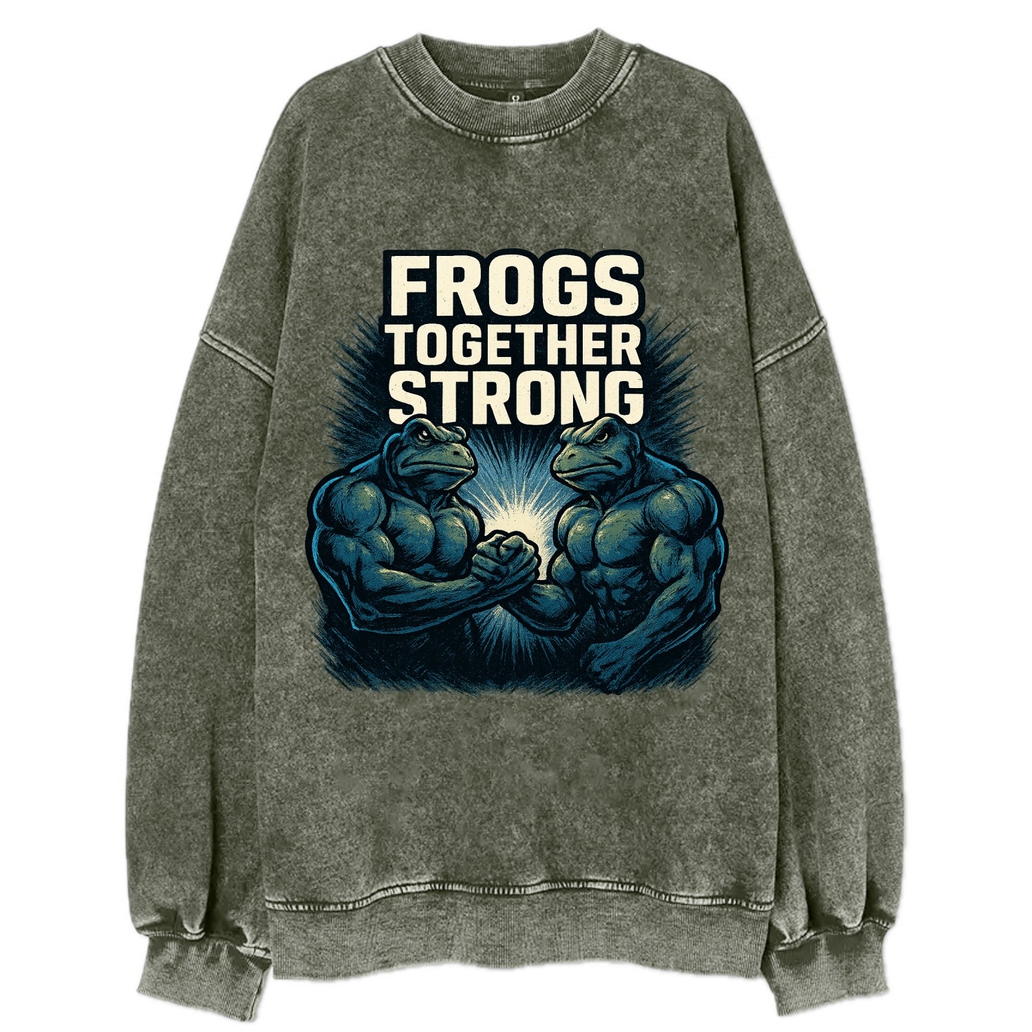 Frogs Together Strong 4 - Vintage Sweatshirt - Forest Mist(Green)