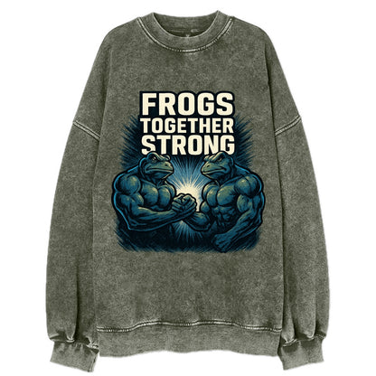 Frogs Together Strong 4 - Vintage Sweatshirt - Forest Mist(Green)