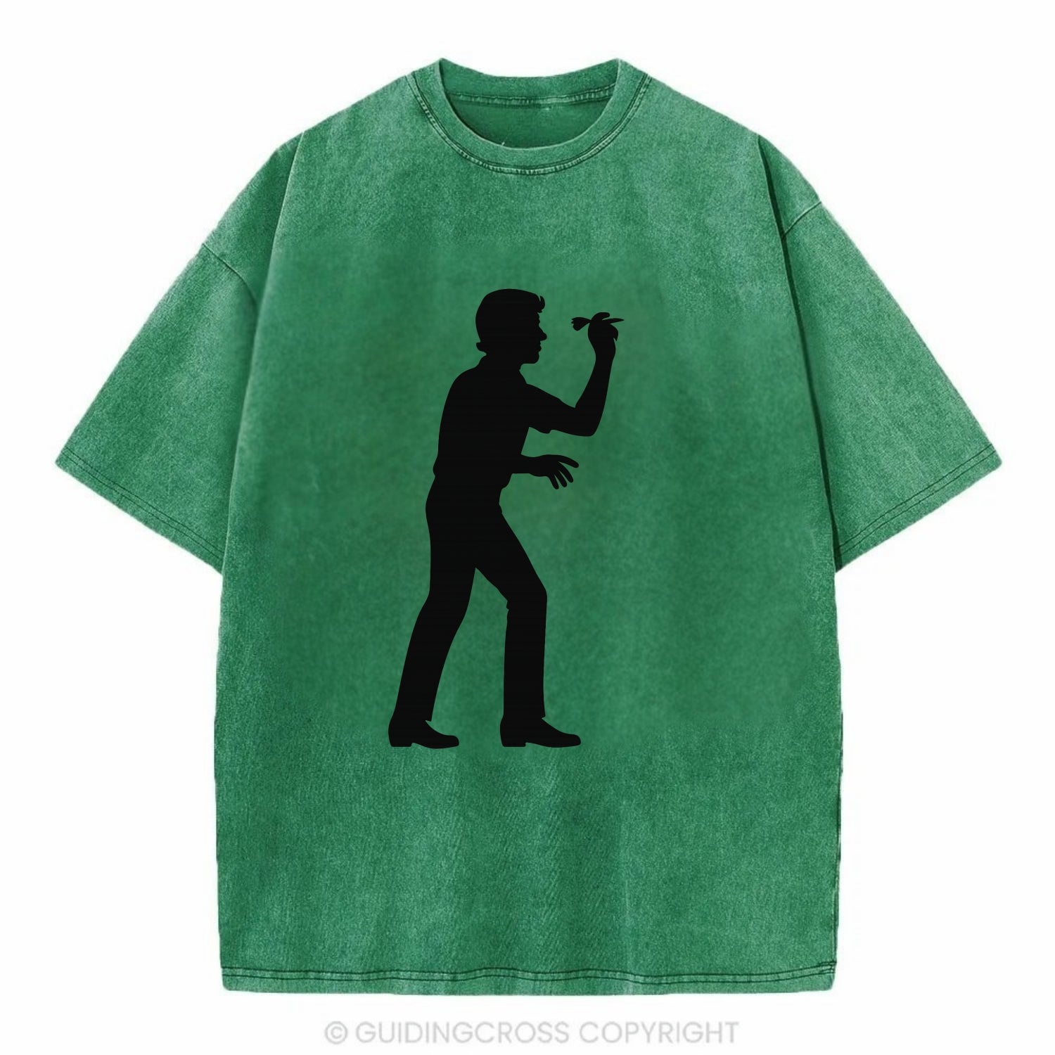 Darts player in throwing stance - Vintage T-shirt - Forest Mist(Green)