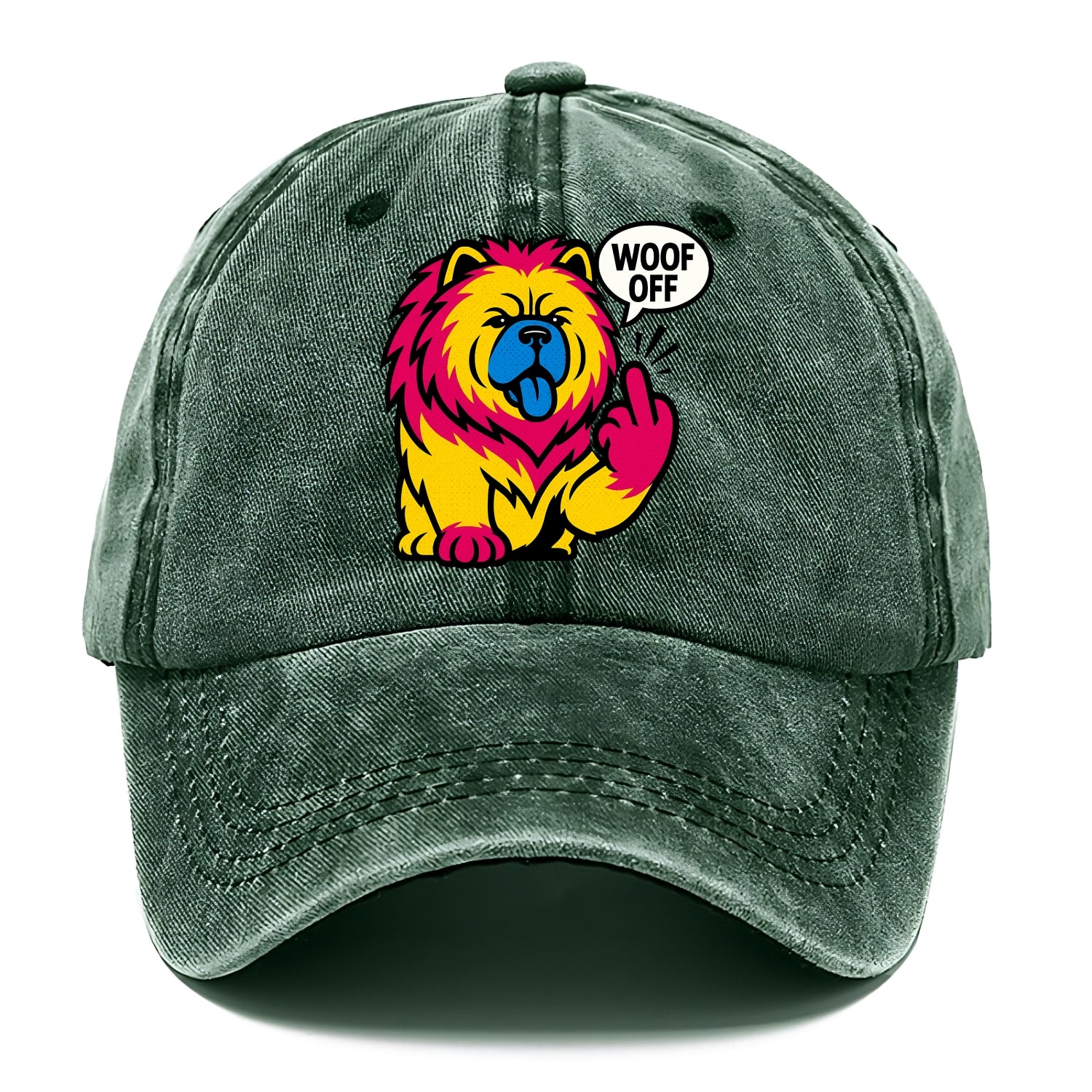 Chow Chow with lion mane and blue-black tongue, fluffy dignified paw up with sass - Classic Cap - Forest Mist(Green)