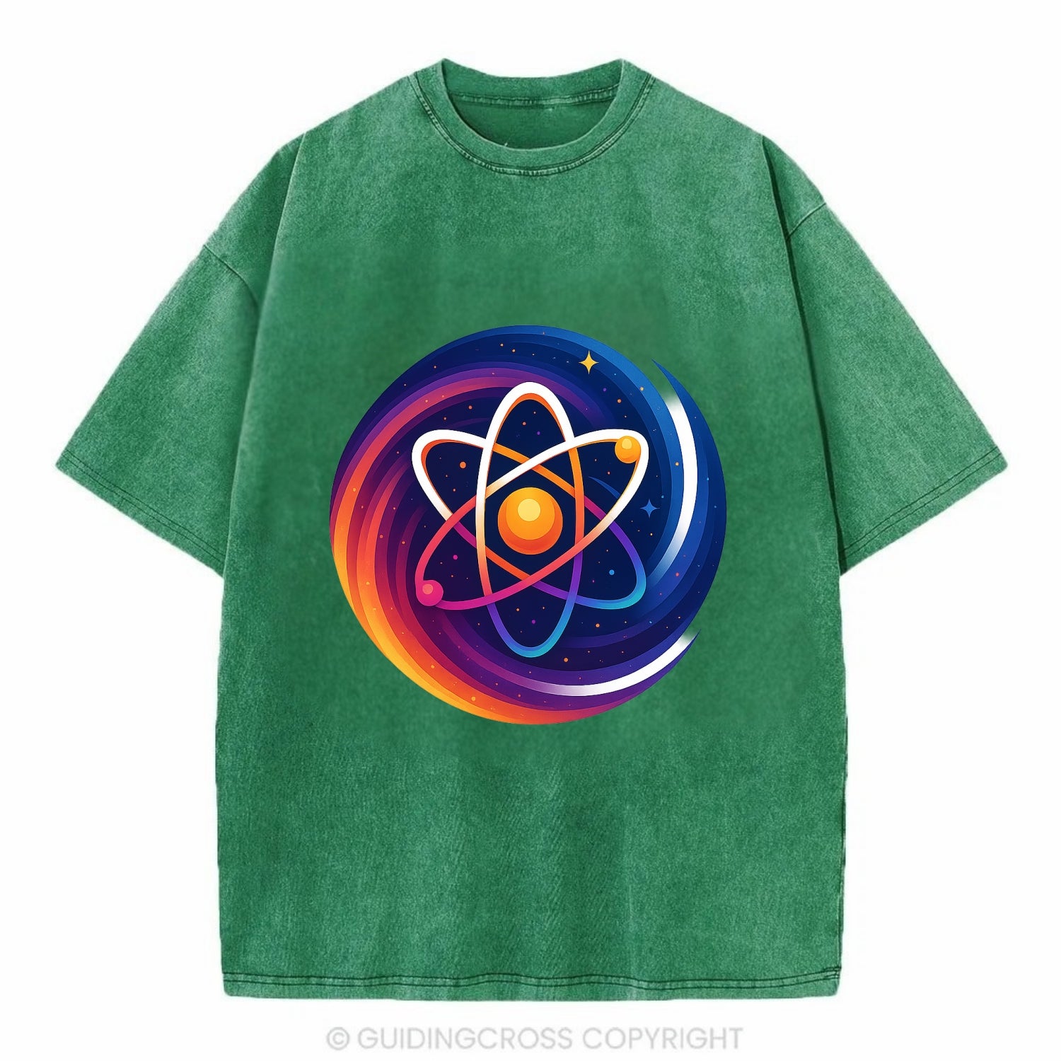 Micro Macro - Atom structure expanding i - Vintage T-shirt - Forest Mist(Green)