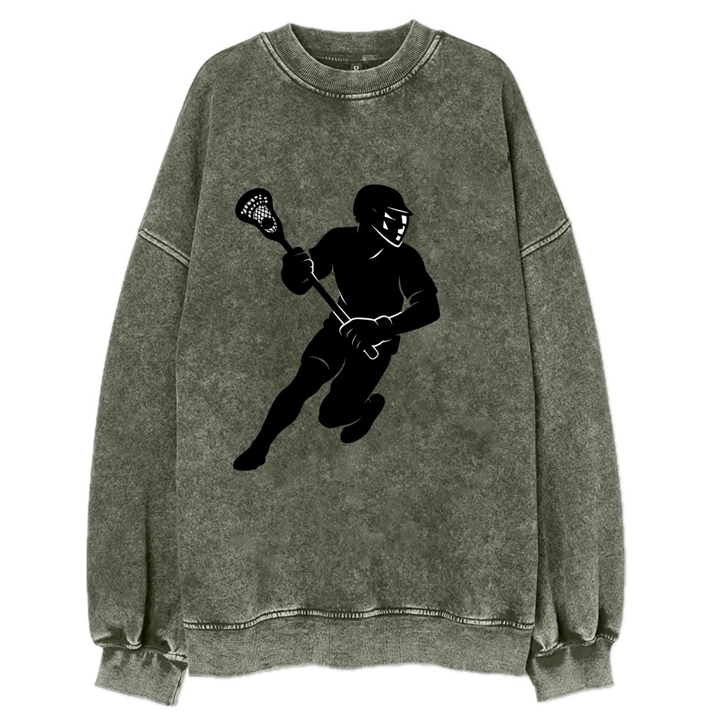 Lacrosse player cradling stick - Vintage Sweatshirt - Forest Mist(Green)