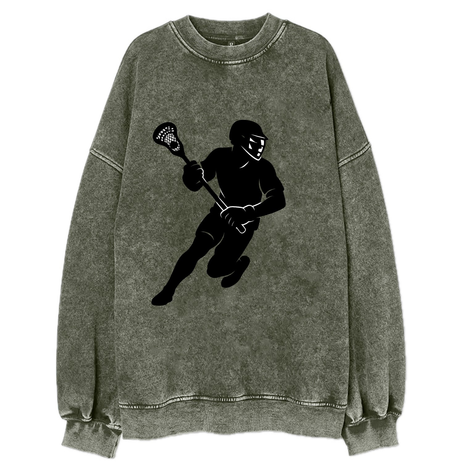 Lacrosse player cradling stick - Vintage Sweatshirt - Forest Mist(Green)